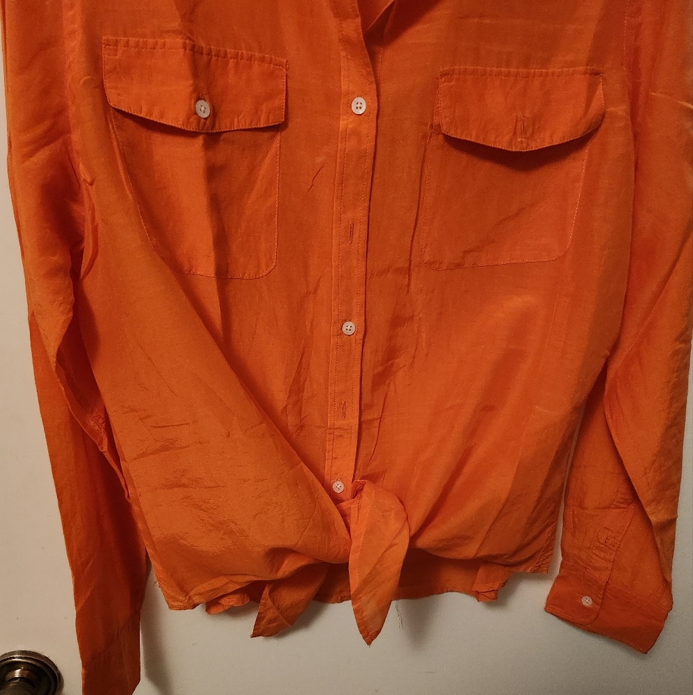 Ralph Lauren cotton/silk front tie shirt